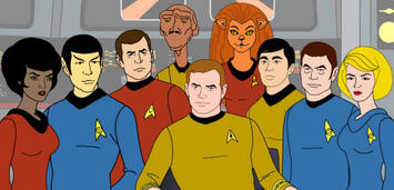 Bild zu:  Die Crew der animierten Enterprise