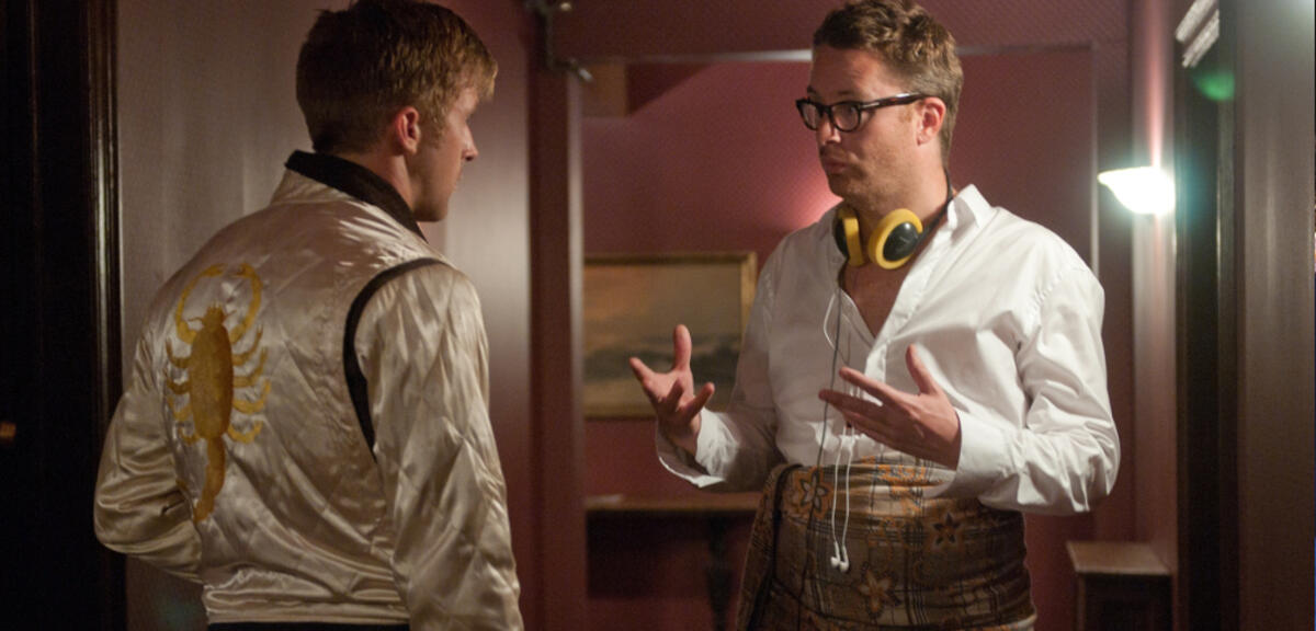 Ryan Gosling und Nicolas Winding Refn am Set von Drive