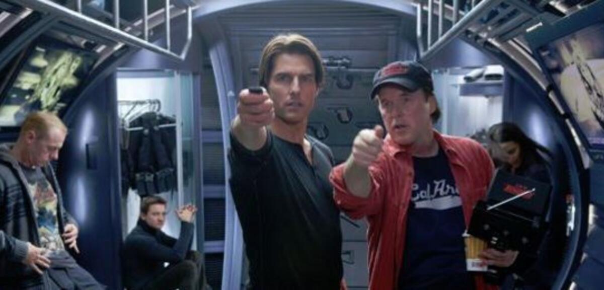 Tom Cruise und Brad Bird am Set zu Mission:Impossible - Phantom Protokoll.