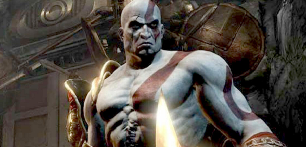 Ein grimmiger Kratos aus God of War