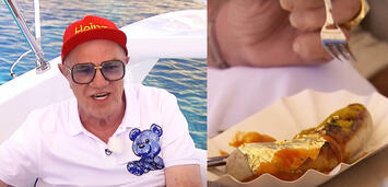 Bild zu:  Fürst Heinz glaubt auf Mallorca die Leute mit einer goldenen Currywurst zu überzeugen.
